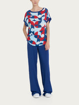 Maglietta con geometric pattern in Misto Viscosa Blu Donna - Ragno