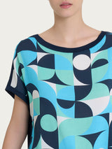 Maglietta con geometric pattern in Misto Viscosa Verdi Donna - Ragno