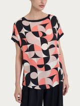 Maglietta con geometric pattern in Misto Viscosa Marroni Donna - Ragno