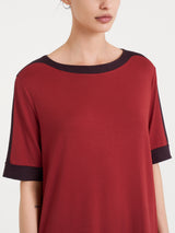 Maglietta girocollo con manica al gomito in Viscosa Summer. Rossi Donna - Ragno