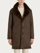 Cappotto con revers double-face in Vegan Fur Marroni Donna - Ragno