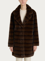 Cappotto con revers double-face in Vegan Fur Marroni Donna - Ragno