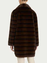 Cappotto con revers double-face in Vegan Fur Marroni Donna - Ragno