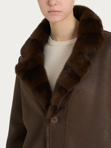 Cappotto con revers double-face in Vegan Fur Marroni Donna - Ragno
