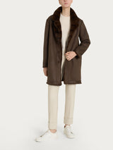 Cappotto con revers double-face in Vegan Fur Marroni Donna - Ragno