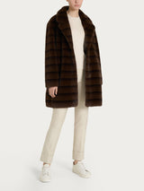 Cappotto con revers double-face in Vegan Fur Marroni Donna - Ragno
