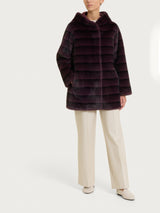Fuzzy Coat Giaccone con cappuccio double-face Viola Donna - Ragno