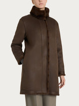 Cappotto con cintura double-face in Vegan Fur Marroni Donna - Ragno