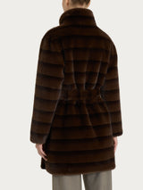 Cappotto con cintura double-face in Vegan Fur Marroni Donna - Ragno