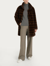 Cappotto con cintura double-face in Vegan Fur Marroni Donna - Ragno