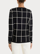 Maglia con collo a barchetta e fantasia check in Super Soft Neri Donna - Ragno