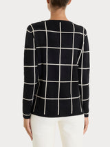 Maglia con collo a barchetta e fantasia check in Super Soft Neri Donna - Ragno