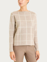 Maglia con collo a barchetta e fantasia check in Super Soft Grigi Donna - Ragno