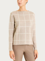 Maglia con collo a barchetta e fantasia check in Super Soft Grigi Donna - Ragno