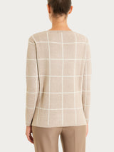 Maglia con collo a barchetta e fantasia check in Super Soft Grigi Donna - Ragno
