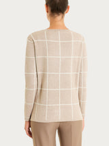 Maglia con collo a barchetta e fantasia check in Super Soft Grigi Donna - Ragno