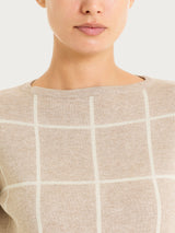 Maglia con collo a barchetta e fantasia check in Super Soft Grigi Donna - Ragno