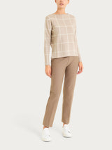 Maglia con collo a barchetta e fantasia check in Super Soft Grigi Donna - Ragno