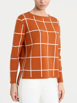 Maglia con collo a barchetta e fantasia check in Super Soft Rossi Donna - Ragno