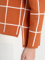 Maglia con collo a barchetta e fantasia check in Super Soft Rossi Donna - Ragno