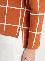 Maglia con collo a barchetta e fantasia check in Super Soft Rossi Donna - Ragno