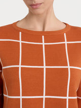 Maglia con collo a barchetta e fantasia check in Super Soft Rossi Donna - Ragno