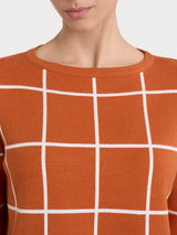 Maglia con collo a barchetta e fantasia check in Super Soft Rossi Donna - Ragno