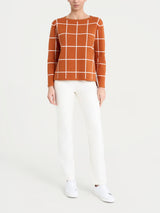 Maglia con collo a barchetta e fantasia check in Super Soft Rossi Donna - Ragno