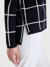 Lupetto con fantasia check in Super Soft Neri Donna - Ragno