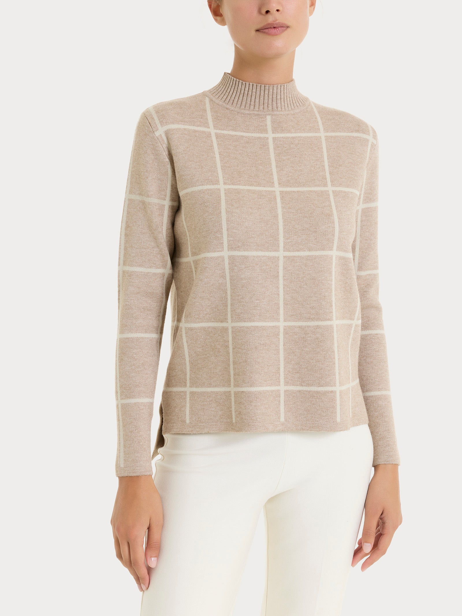 Check patterned mock neckband in Super Soft