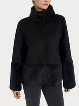 Giacca corta con collo alto double-face in Vegan Shearling Neri Donna - Ragno