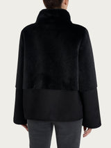 Giacca corta con collo alto double-face in Vegan Shearling Neri Donna - Ragno