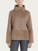 Giacca corta con collo alto double-face in Vegan Shearling Marroni Donna - Ragno