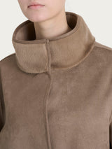 Giacca corta con collo alto double-face in Vegan Shearling Marroni Donna - Ragno