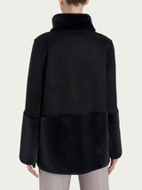 Fuzzy Coat Giacca lunga con collo alto double-face Neri Donna - Ragno