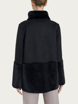 Fuzzy Coat Giacca lunga con collo alto double-face Neri Donna - Ragno