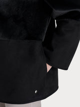 Giacca lunga con collo alto double-face in Vegan Shearling Neri Donna - Ragno