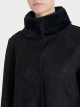 Giacca lunga con collo alto double-face in Vegan Shearling Neri Donna - Ragno