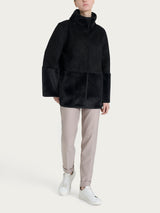 Fuzzy Coat Giacca lunga con collo alto double-face Neri Donna - Ragno