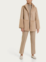 Fuzzy Coat Giacca lunga con collo alto double-face Marroni Donna - Ragno
