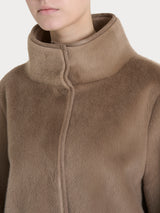 Giacca lunga con collo alto double-face in Vegan Shearling Marroni Donna - Ragno