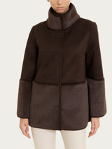 Fuzzy Coat Giacca lunga con collo alto double-face Marroni Donna - Ragno