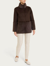 Fuzzy Coat Giacca lunga con collo alto double-face Marroni Donna - Ragno
