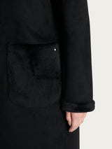 Cappotto lungo con revers double-face in Vegan Shearling Neri Donna - Ragno