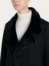 Cappotto lungo con revers double-face in Vegan Shearling Neri Donna - Ragno