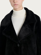 Fuzzy Coat Cappotto lungo con revers double-face Neri Donna - Ragno