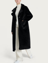 Cappotto lungo con revers double-face in Vegan Shearling Neri Donna - Ragno