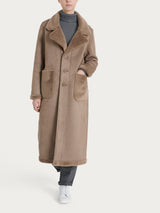Cappotto lungo con revers double-face in Vegan Shearling Marroni Donna - Ragno