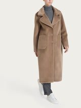 Cappotto lungo con revers double-face in Vegan Shearling Marroni Donna - Ragno