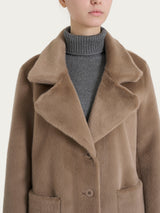 Cappotto lungo con revers double-face in Vegan Shearling Marroni Donna - Ragno